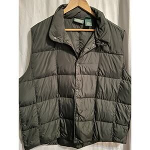 Vintage L L Bean Goose Down Puffer Vest Snap Button Mens Size XL Forest Green